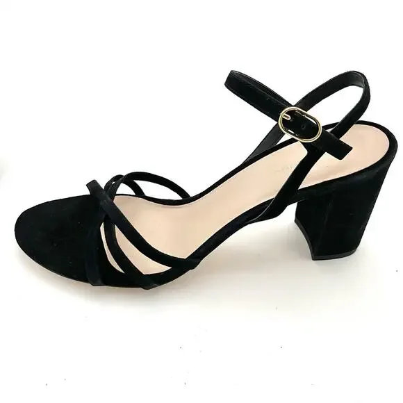 Stuart Weitzman 10.5 Starla Criss Cross Strappy Black Suede Heels Sexy MSRP $475 - Picture 2 of 12